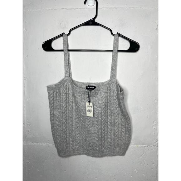NEW Express Knit Sweater Cropped Tank Top Gray Womens Size Medium - Picture 1 of 6